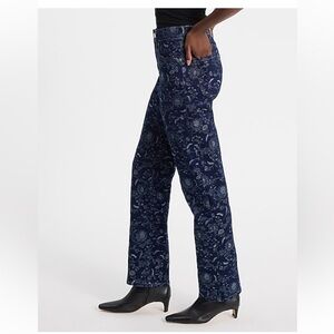 Express, 6S, Floral Patterned dark denim spring Blue Jeans